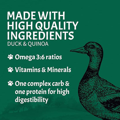 Canine Caviar - Open Sky: Duck & Teff Alkaline Dry Dog Food, Limited Ingredients, Gluten-Free, Based on Science & Research, Veterinary Alternative Diet (22 Pound Bag)