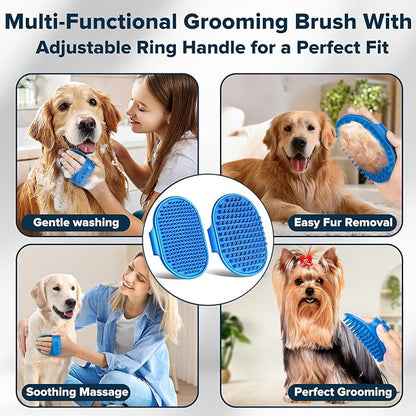 6PCS Pet Grooming Kit for Dogs & Cats - Dog Bath Gloves with Silicone Massage Brush, Gentle Washing Supplies for Shedding, Bathing, and Teeth Cleaning | Hypoallergenic & Waterproof Design