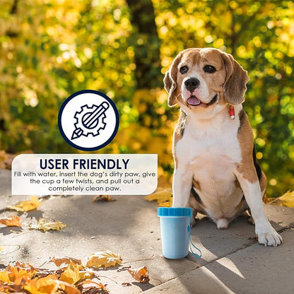 Dog Paw Cleaner l Keep Your Pet's Paws Clean and Fresh l Medium Size 9.5 x 9.5 x 11.5 cm l PP, Silicon and Polyester Materials l Easy and Effective Paw Cleaning Solution l Blue