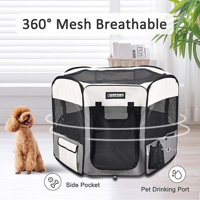 JESPET Pet Dog Playpens 36", 45" & 61" Portable Soft Dog Exercise Pen Kennel with Carry Bag for Puppy Cats Kittens Rabbits, Indoor/Outdoor Use