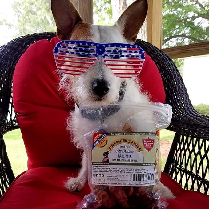 Tail Mix  Dog Treats Made in USA Only  All Natural Beef Bites  1 Ingredient Grain Free Assortment  Beef Lung, Trachea and Spleen  Dog Treats for Training, 8 Ounces