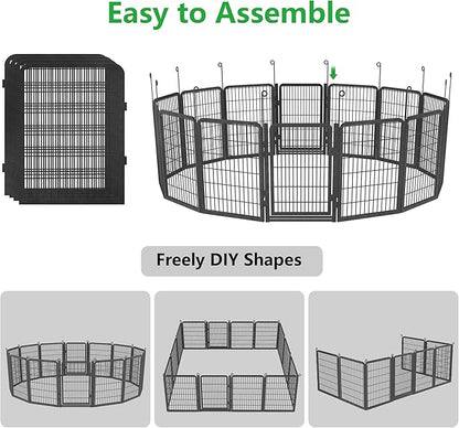 Dog Playpen Outdoor, 40" Height 20 Panels Pet Fence with Low Threshold Full Gate, Large Dog Fence Outdoor for Yard, Heavy Duty Pet Playpen Metal Play Pen Fence for RV Camping