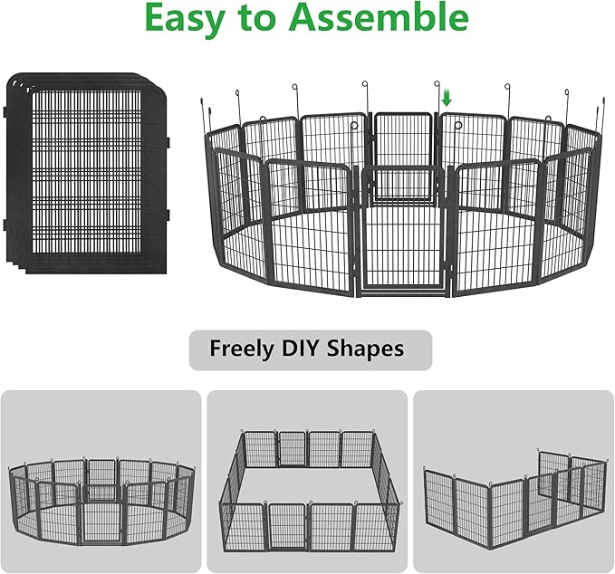 Dog Playpen Outdoor, 40" Height 42 Panels Pet Fence with Low Threshold Full Gate, Large Dog Fence Outdoor for Yard, Heavy Duty Pet Playpen Metal Play Pen Fence for RV Camping