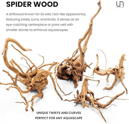 Ultum Nature Systems Driftwood - Spider Drift Wood for Fish Tank, Planted Tank, Terriarium, Paludarium - Versatile Natural Driftwood Decor, Events Wood Centerpiece - Spider Wood, S 7-12", 3 Pack