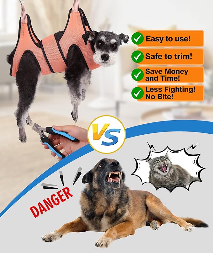 Dog Grooming Hammock,XXS Pet Grooming Harness for Extra Small Dogs,Dog Hanging Harness for Nail Trimming,Dog Nail Hammock,Dog Grooming Sling Holder with Wide Strap on Pet Restraint Bag