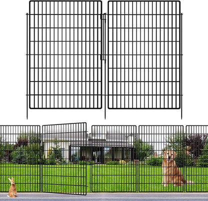 10 Panels Garden Fencing Animal Barrier with Lock, 40 in(H) X 24 ft(L) Dog Fence Outdoor for Yard Rustproof No Dig Decorative Tall Garden Fence Metal Wire Panel Border Rabbit Ground Stakes Fencing