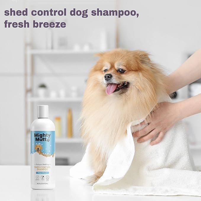 Mighty Mutt Shed Control Shampoo  Deshedding Dog Shampoo | Fresh Scent | Softens & Nourishes Coat | Reduces Shedding | Hypoallergenic, Anti-itch Dog Shampoo Shedding Control  Fresh Breeze | 16 fl oz