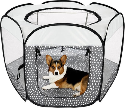 Furhaven Portable Dog Playpen Cat Tent, Pet Playground/Kennel Foldable Indoor Outdoor Zippered Puppy Crate - Gray Pebbles, Large