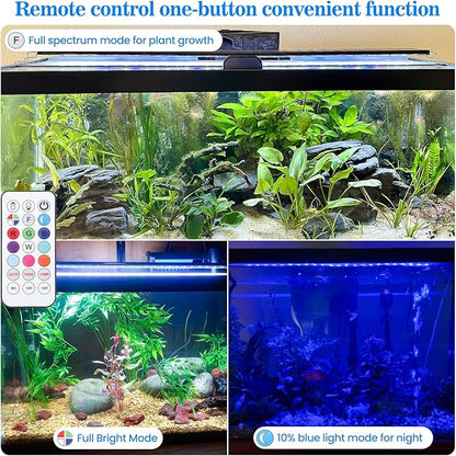 Full Spectrum Aquarium Light：Fish Tank Light with APP & Remote Control for Live Fishes Aquatic Pet Lovers - Timer Fish Tank Lights for 18-24 Inch Freshwater Saltwater Aquarium