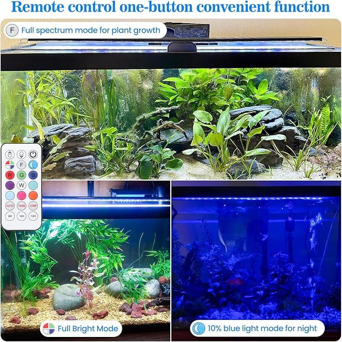 Full Spectrum Aquarium Light: Fish Tank Light with APP & Remote Timer Control for Aquatic Pet Plants Lovers - 11In Extendable Fish Tank Lights for 5-10 Gallon Freshwater Saltwater Aquarium