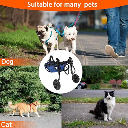 Dog Wheelchair for Back Legs,Adjustable Dog Wheelchairs with 2 Wheels,Dog Wheelchair Cart for Hip Support,Mobility Aids for Small Pets Hind Limbs(X-Small)