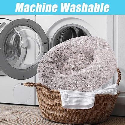 HYQ Small Dog Bed, Pet Beds for Small Dogs, Cat Beds for Indoor Cats, Fluffy Faux Fur Plush Small Dog Bed, Washable Puppy Bed with Anti-Slip Bottom, Dog Bed Small Size Dog (Coffee, 20 Inch)