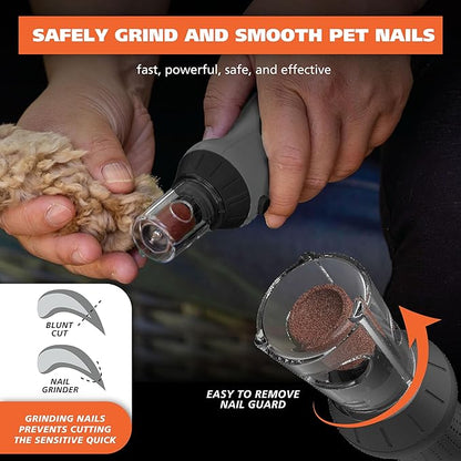 Wahl Grind & Smooth 2 Speed Battery Dog Nail Grinder with Concave Rounding Tip and Nail Guard for Increased Safety and Precise Nail Grinding - Model 3026333