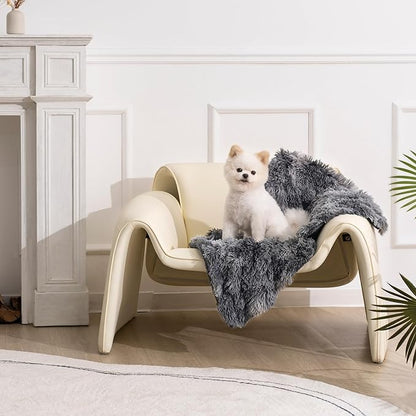 gogobunny Waterproof Dog Blankets for Small Dogs Cats,Soft Fluffy Long Faux Fur Calming Cat Blanket for Couch Bed, Warm Flannel Washable Furniture Protector (25x35 Inch (Pack of 1), Tie-dye Grey)