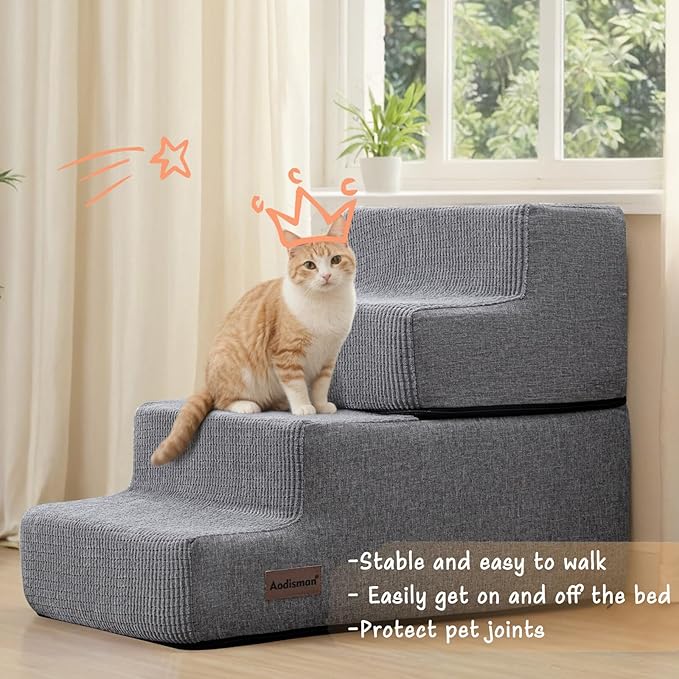 Dog Stairs for High Bed,4 Steps Pet Stairs for Small Dogs and Cats，Anti-Slip Removable Dog Steps for Bed,Bed Stairs for Dog