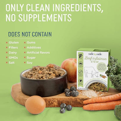 Side by Side Beef & Salmon Stew - Neutral Wet Dog Food & Dog Food Topper for All Breeds - Made with Nutrients & Whole Raw Ingredients - No Artificial Additives or Fillers - USA Made (12.5 oz, 3-Pack)