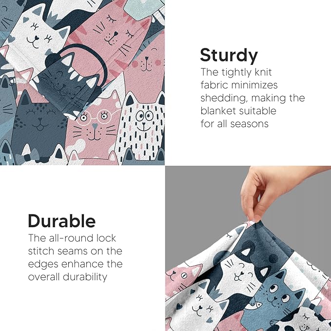 Cat Blanket, Cats Gifts for Girls Women, Cat Gift for Cats Lovers, Birthday Gifts Decor Throw Blanket 50"x60"