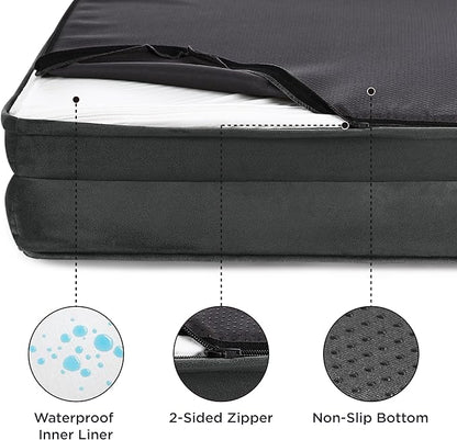 Bedsure Orthopedic Dog Beds Large Sized Dog - Washable Large Dog Cat Bed Waterproof, Comfort Dogs Couch Sofa with Washable Removable Cover, Pet Bed with Nonskid Bottom, Dark Grey, 35"