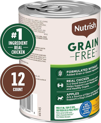 Nutrish Grain Free Real Chicken & Apple Recipe Premium Paté Wet Dog Food, 13 oz. Can, 12 Count, Packaging May Vary (Rachael Ray)
