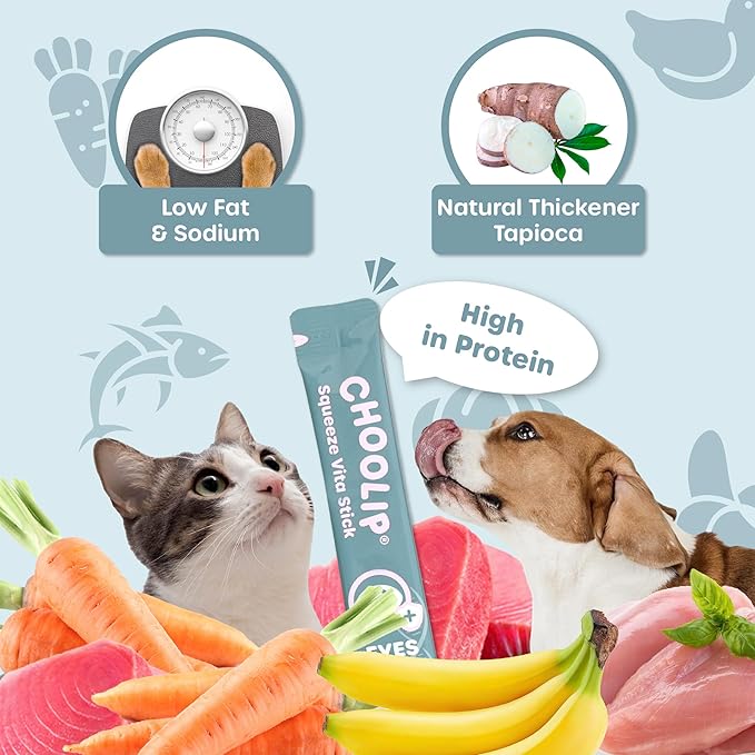 Squeeze Vita Stick Lickable Cat and Dog Treats – 49-Count Eye Support Sticks with Multivitamins, Soft Squeezable Paste for All Life Stages, Supporting Eye Health