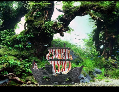 M2cbridge Antique Roman Column Ruins European Castle Aquarium Decorations Fish Tank Hideout Rocks (Striped Pirate Shipwreck)