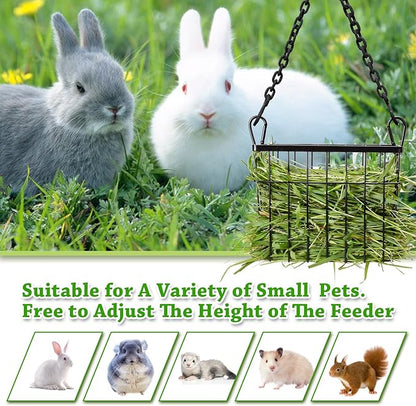 SANGLE SOPFFY Rabbit hay Feeder Small Animal Feeding Set with 350ml Water Bottle, Hay Rack, Pellet Dish for Guinea Pigs, Chinchillas, Bunny- Multifunctional Pellet Food Bowl Dispenser