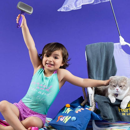 Hertzko Self Cleaning Slicker Brush - Dog & Cat Brush, Dog Brush for Shedding, Cat & Dog Grooming for Pets, Grooming Brushes for Long Short Haired Dogs Cats, Deshedding Brush, Rake, Comb