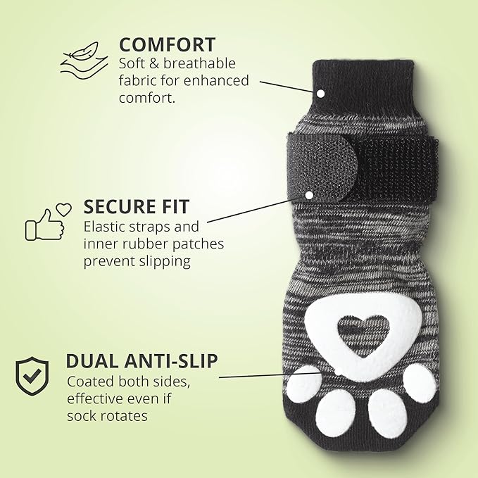 Anti Slip Dog Socks for Hardwood Floors, 6 Pack | Dog Socks to Prevent Licking Paws and Add Traction | Paw Protection for Senior Dogs | Dog Booties Alternative - XXS