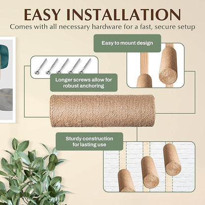 2-Pack Sisal Wall-Mounted Cat Climbing Wall Steps, Cat Wall Steps/Stairs with Sisal Scratching Surface, Wall Shelf Furniture for Climbing & Play for Kittens & Cats, Hidden Mounts