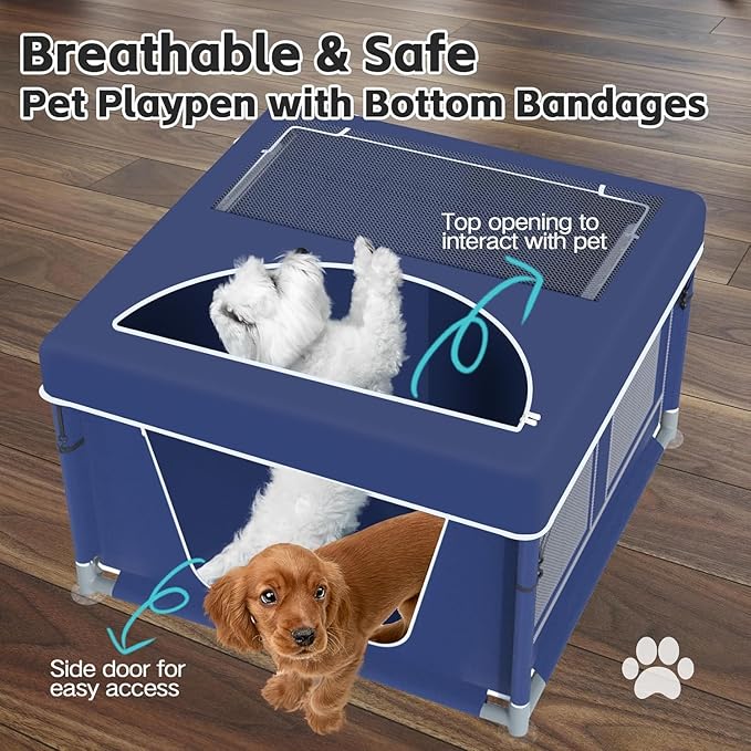 42x42x26 Inches Dog Playpensï¼_uppy Playpen with Cover for Puppies or Small Dogs, Play Pen Indoors, Dog Fence Pet Playpen for Indoor & Outdoor, Whelping Box for Dogs and Puppies