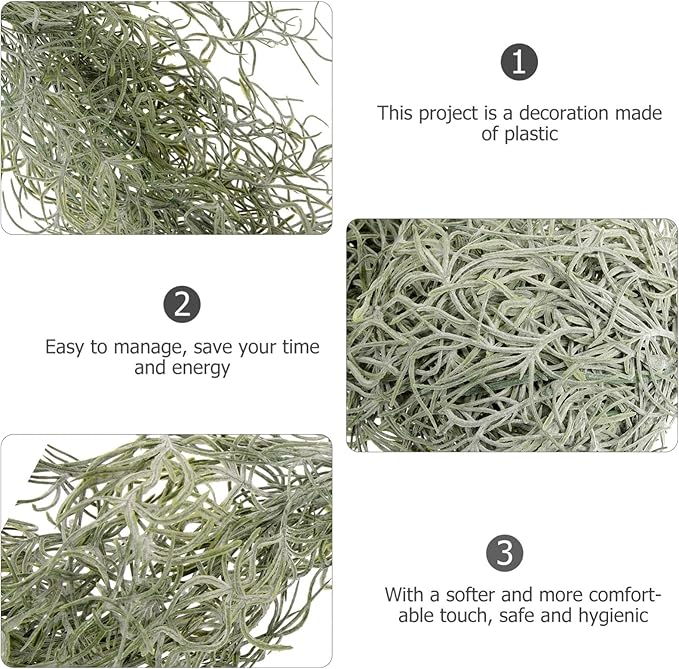 36 Inch Hanging Moss Decor - 1 Pcs Fake Moss - Artificial Plastic Spanish Dried Hanging Vine for Potted Plants Crafts Green Vines