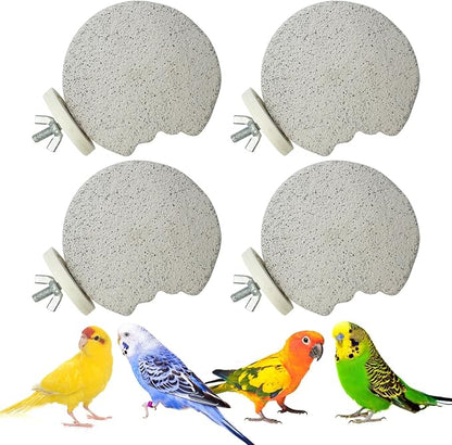 PINVNBY 4 PCS Bird Perches Calcium Parrot Perch Stand Bird Beak Grinding Stone Foot Claws Trimmer Parrot Chewing Toys Bird Cage Accessories for Budgie Cockatiel Conure Lovebird Finch