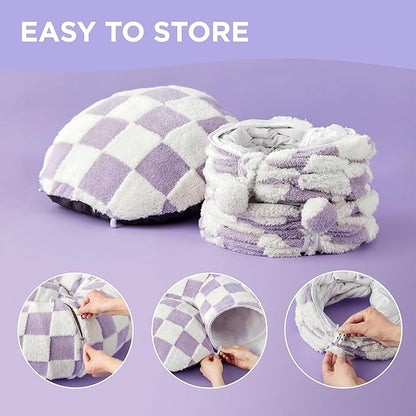 Lesure Cat Tunnel Bed for Indoor Cats - Cute Cat Donut Tunnel Toys for Small Large Cats with Washable Circle Cushion, Round Pet Peekaboo Cave Toy for Kitten/Puppy/Rabbit, Standard Purple