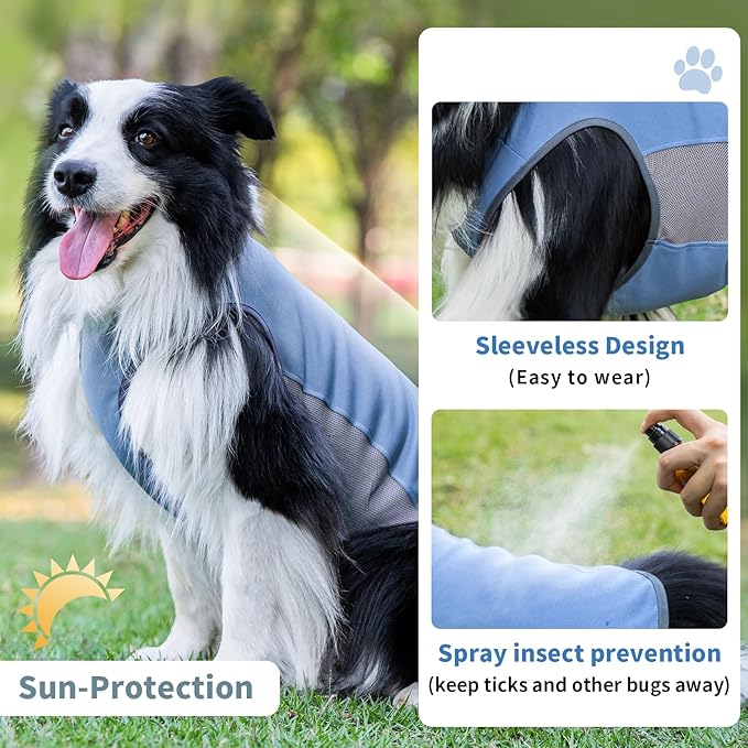 Dog Shirt, Lightweight Breathable Dog Cooling Vest Sun Protection Pet T-Shirts Quick Dry Soft Stretchy Reflective Label Pet Clothes - Small Medium Large Dogs (Water Drop 1PC, Medium)