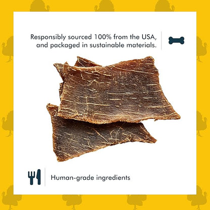 King Lou Pets - Turkey Jerky for Dogs - USA-Made Dehydrated Dog Treats - 1lb Fresh Turkey Breast Prior to Dehydration