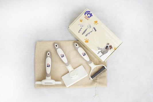 Pet Grooming Kit  3-Pcs Pet Brush Set with Dematting Tool, Deshedding Brush, Self-Cleaning Slicker Brush  Professional Dog Brushes for Grooming Long-Haired Dogs and Cats