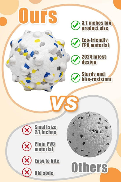 Dog Balls for Aggressive Chewers, 3.7'' Indestructible Tennis Balls for Dogs, Durable Bouncy Dog Toy Balls, Interactive Dog Toys for Fetch Game, Lightweight Floating Balls (White Large)
