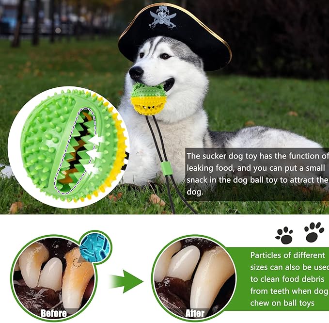 Dog Toys, Dog Chew Toys for Aggressive chewers, Puppy Dog Training Treats Teething Rope Toys for Boredom, Dog Puzzle Treat Food Dispensing Ball Toys for Puppies Teething Small Dogs (Green)