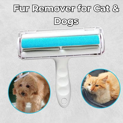 Portable Pet Hair Remover | Reusable Lint Roller for Cat and Dog | Hair Remover for Furniture, Couch, Carpet, Clothing, Seat and Bedding (Blue)
