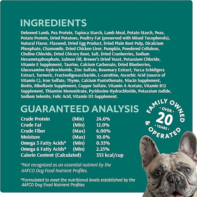 Optimeal Toy Breed Dry Dog Food  Grain Free Small Kibble for Small Dogs, High Protein, Natural Ingredients, Skin & Digestive Support, Premium Nutrition  Lamb & Veggies, 3.3 lbs
