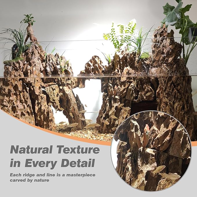 Unocho Aquarium Rocks Natural Dragon Stone seiryu Rocks 20LB Fish Tank Rocks for Aquariums Landscaping Model Tank Decoration Paludarium Amphibian Enclosures(2-8 inches)