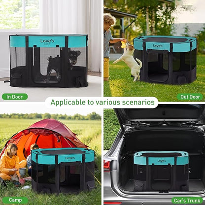 Love's cabin Pet Puppy Dog Playpen, Small Dog Tent Crates Cage Indoor/Outdoor, Portable Exercise Playpen for Dog and Cat, Foldable Pop Up Dog Kennel Playpen with Carring Case (S, Green)