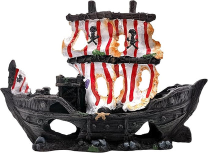 M2cbridge Antique Roman Column Ruins European Castle Aquarium Decorations Fish Tank Hideout Rocks (Striped Pirate Shipwreck)