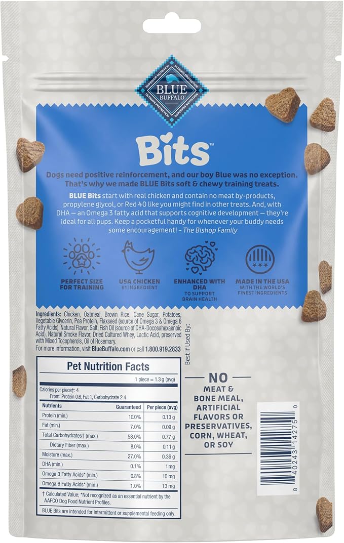 Blue Buffalo BLUE Bits Natural Soft-Moist Training Dog Treats, Chicken Recipe 11-oz Bag