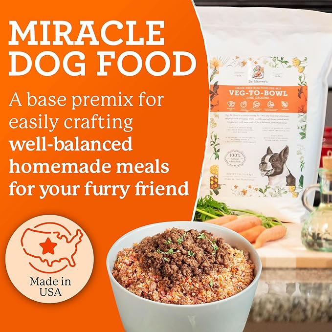 Dr. Harvey's Veg-to-Bowl Fine Ground Dog Food, Human Grade Dehydrated Base Mix for Dogs, Grain Free Holistic Mix for Small Dogs Trial Size (6.5 oz)