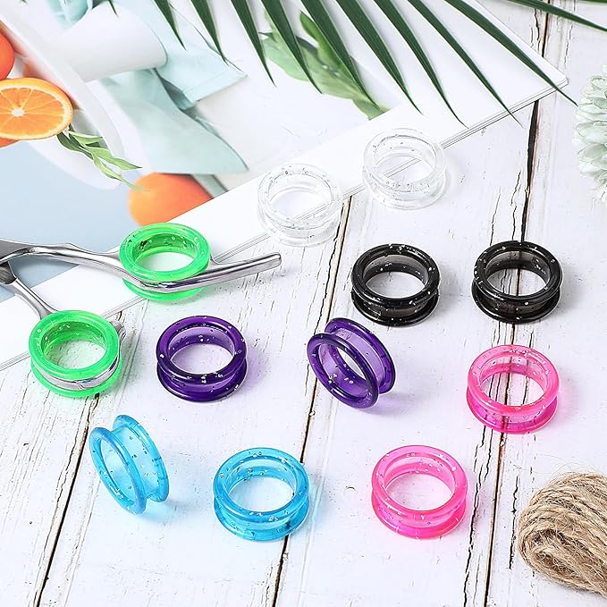 12 PCS Scissors Finger Rings Soft Silicone Scissors for Pet Grooming Scissors Accessories for Animal Hair Cutting Thumb Inserts Finger Protector Ring for Professional Barber