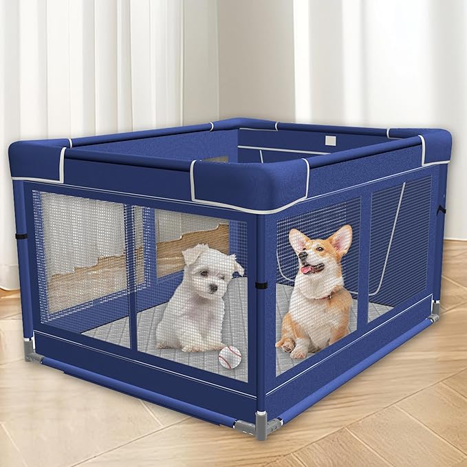 42 _ 42 Inch Puppy PlayPen, Dog Playpen with Mat for Puppies, Small and Medium Dogs, Pet PlayPen for Outdoors & Indoors