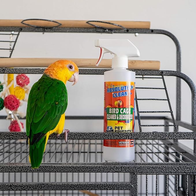 Absolutely Clean Amazing Bird Cage Cleaner and Deodorizer - Just Spray/Wipe - Safely & Easily Removes Bird Messes Quickly and Easily - Made in The US - Fragrance Free - (16oz Pack of 6)