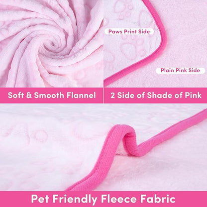 Stuffed Premium Soft Dog Blanket, Flannel Pink Stuff Cute Paw Print, 43 * 66 inches, Cat Blanket Puppy Supplies Dog Products Stuff Essentials