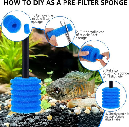 Bio Filter Sponge for Aquariums - 3 Pack, Washable and Reusable, Replacement Biological Filter Sponge Media for Fish Tanks